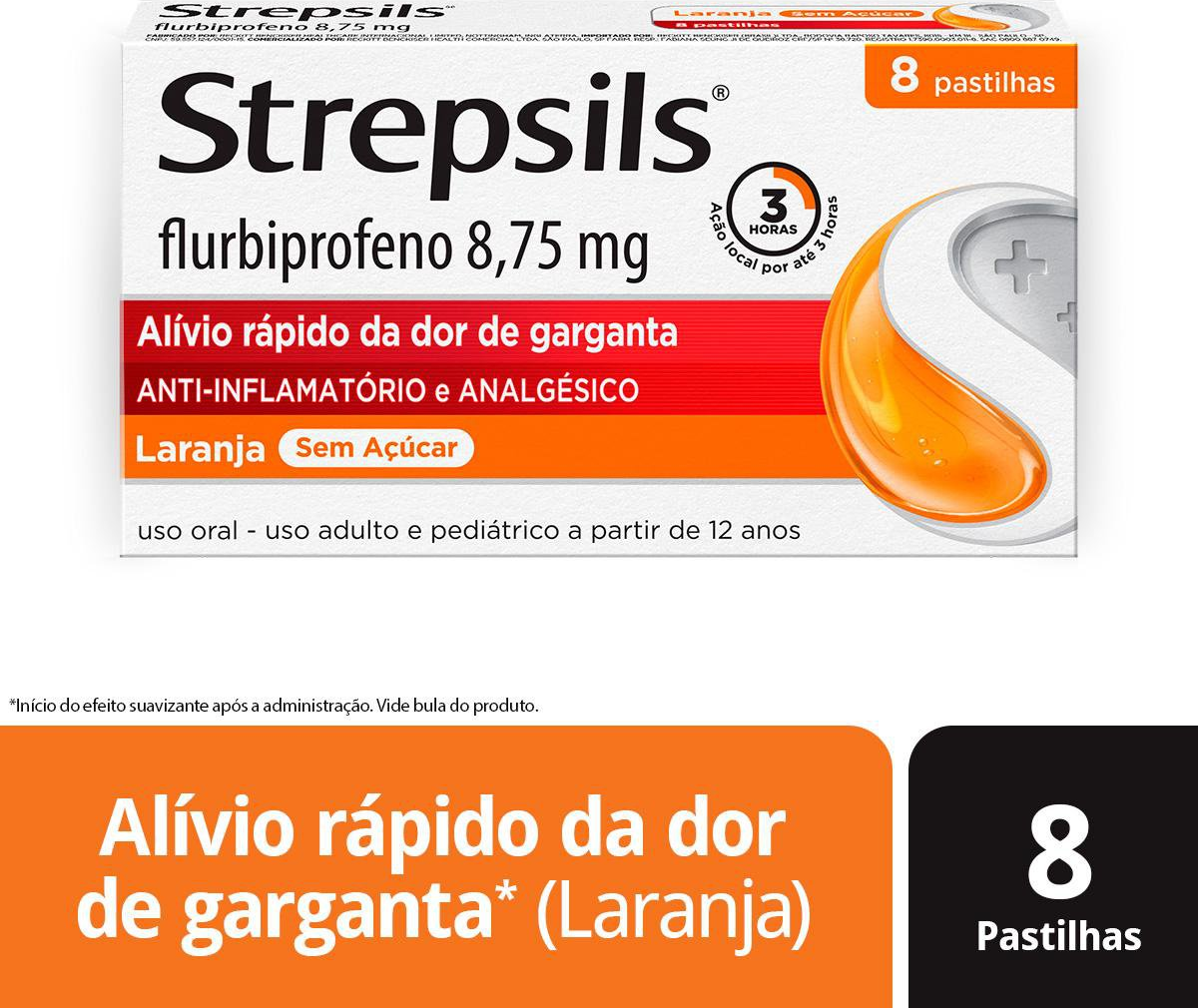 STREPSILS CX 08 PAST SB LARANJA RECKITT BENCKISER