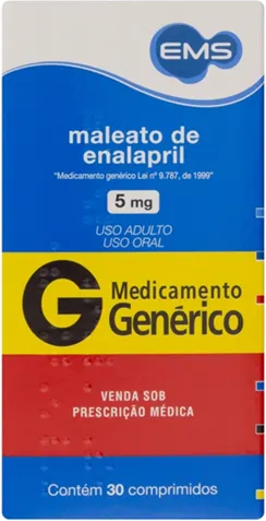 ENALAPRIL 5MG CX 30 COMP EMS
