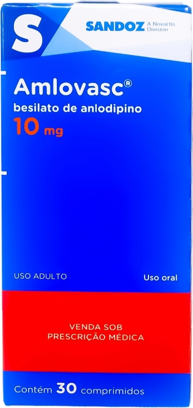 ANLODIPINO 10MG CX 30 COMP - AMLOVASC - SANDOZ