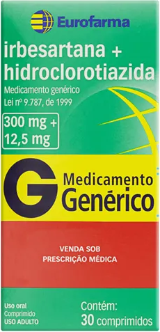 IRBERSARTANA+HIDROCLOROTIAZIDA 300+12,5MG CX 30 COMP EUROFARMA