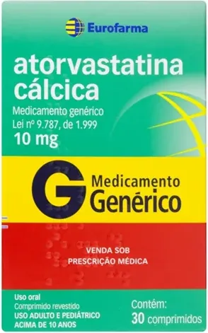 ATORVASTATINA 10MG CX 30 COMP EUROFARMA