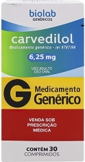 CARVEDILOL 6,25MG CX 30 COMP BIOLAB