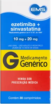 EZETIMIBA+SINVASTATINA 10+20MG CX 30 COMP EMS