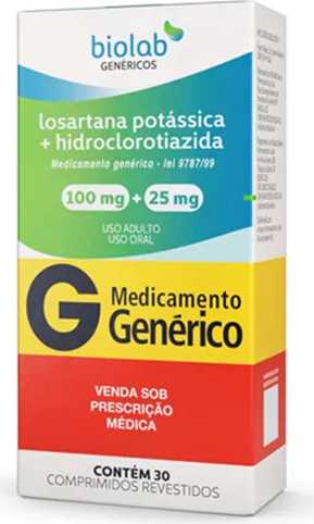LOSARTANA+HIDRO 100+25MG CX 30 COMP BIOLAB