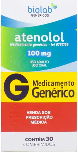 ATENOLOL 100MG CX 30 COMP BIOLAB