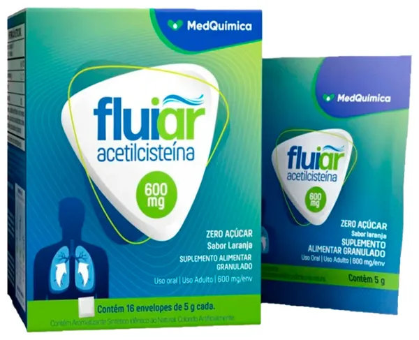 ACETILCISTEINA 600MG CX 16 ENV  - FLUIAR -  MEDQUIMICA