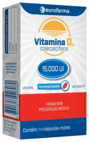 VITAMINA D3 15.000UI CX 10 CAPS EUROFARMA