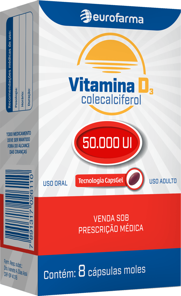 VITAMINA D3 50.000UI CX 08 CAPS EUROFARMA
