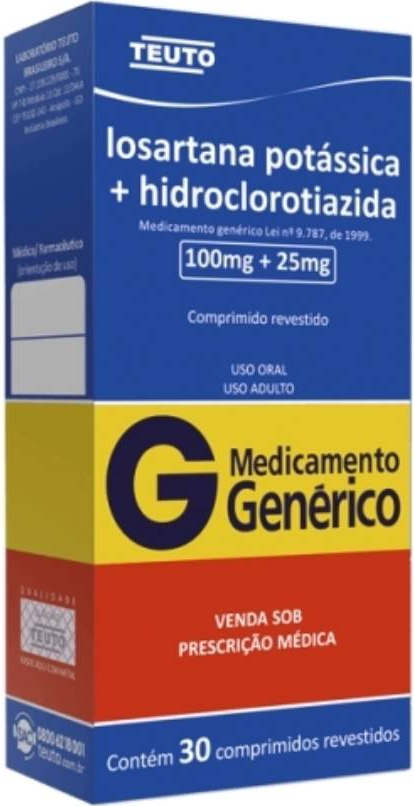 LOSARTANA+HIDRO 100+25MG CX 30 COMP TEUTO