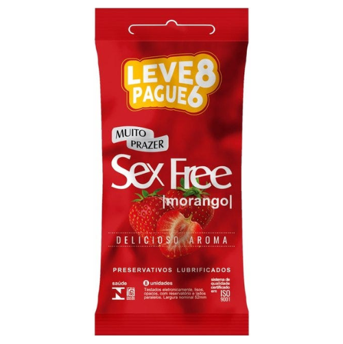PRES SEX FREE MASC. MORANGO LEVE 8 PAGUE 6