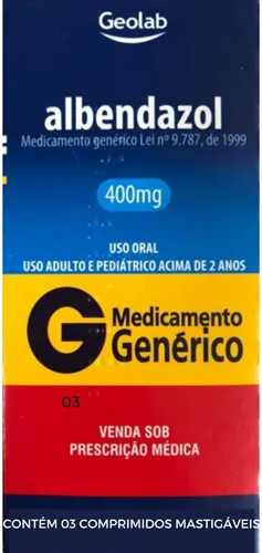 ALBENDAZOL 400MG CX 05 COMP GEOLAB