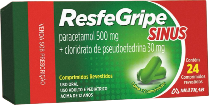 RESFEGRIPE SINUS 500MG CX 24 COMP MULTILAB