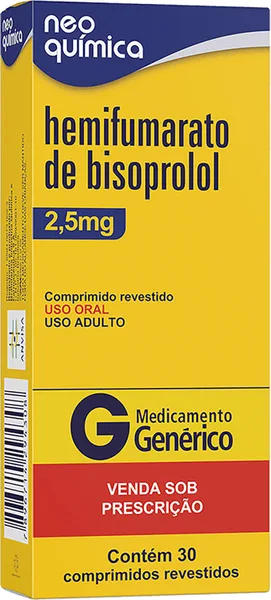 BISOPROLOL 2,5MG CX 30 COMP NEO QUIMICA