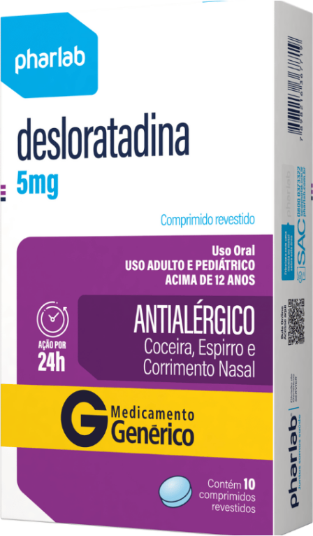 DESLORATADINA 5MG CX 10 COMP PHARLAB