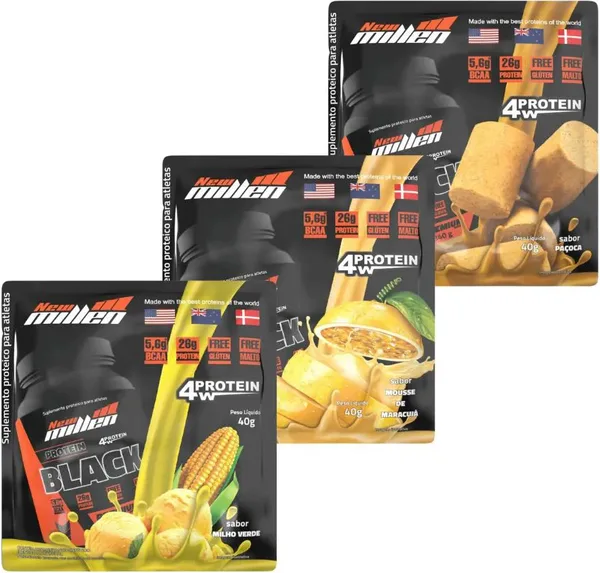 PROTEIN BLACK 4W MOUSSE DE MARACUJA DISPLAY C/21 SACHES