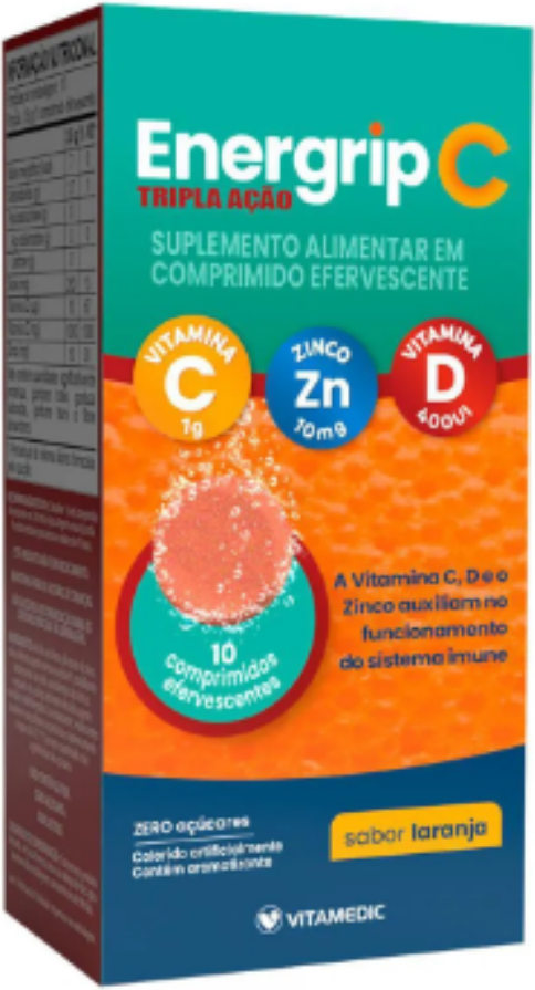 VITAMINA C +ZINCO + D400UI CX 10 COMP EFERV  - ENERGRIP C TRIPLA ACAO -  VITAMED