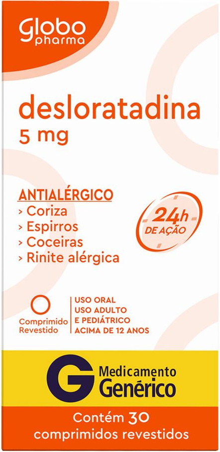 DESLORATADINA 5MG CX 30 COMP GLOBO