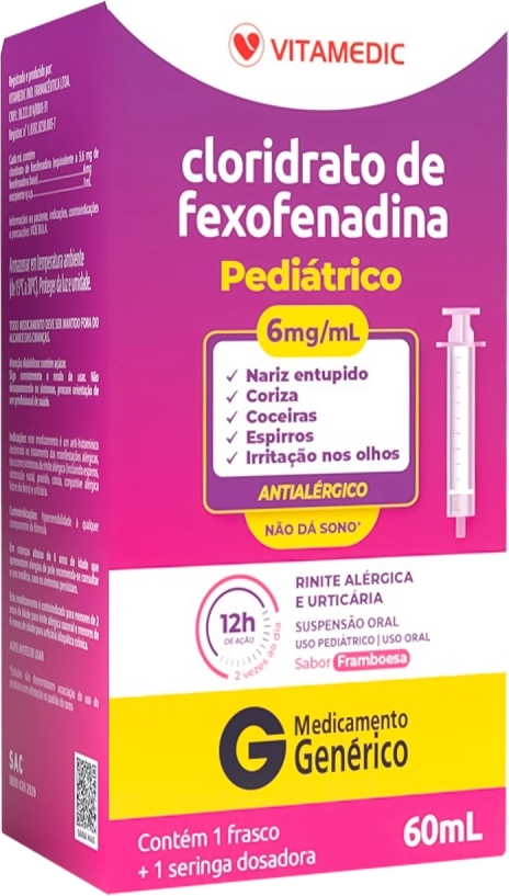 FEXOFENADINA 6MG 60ML COPO DOSADOR VITAMEDIC