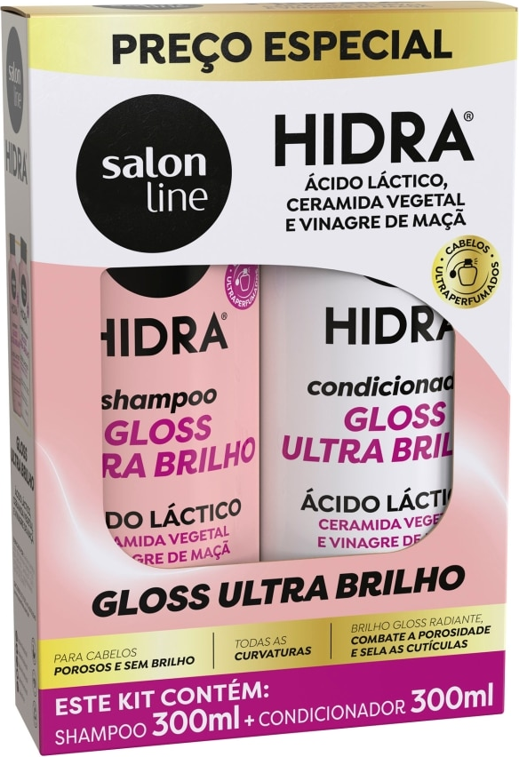 KIT SALON LINE HIDRA SH+COND CERAMIDA GLOSS 300ML CADA