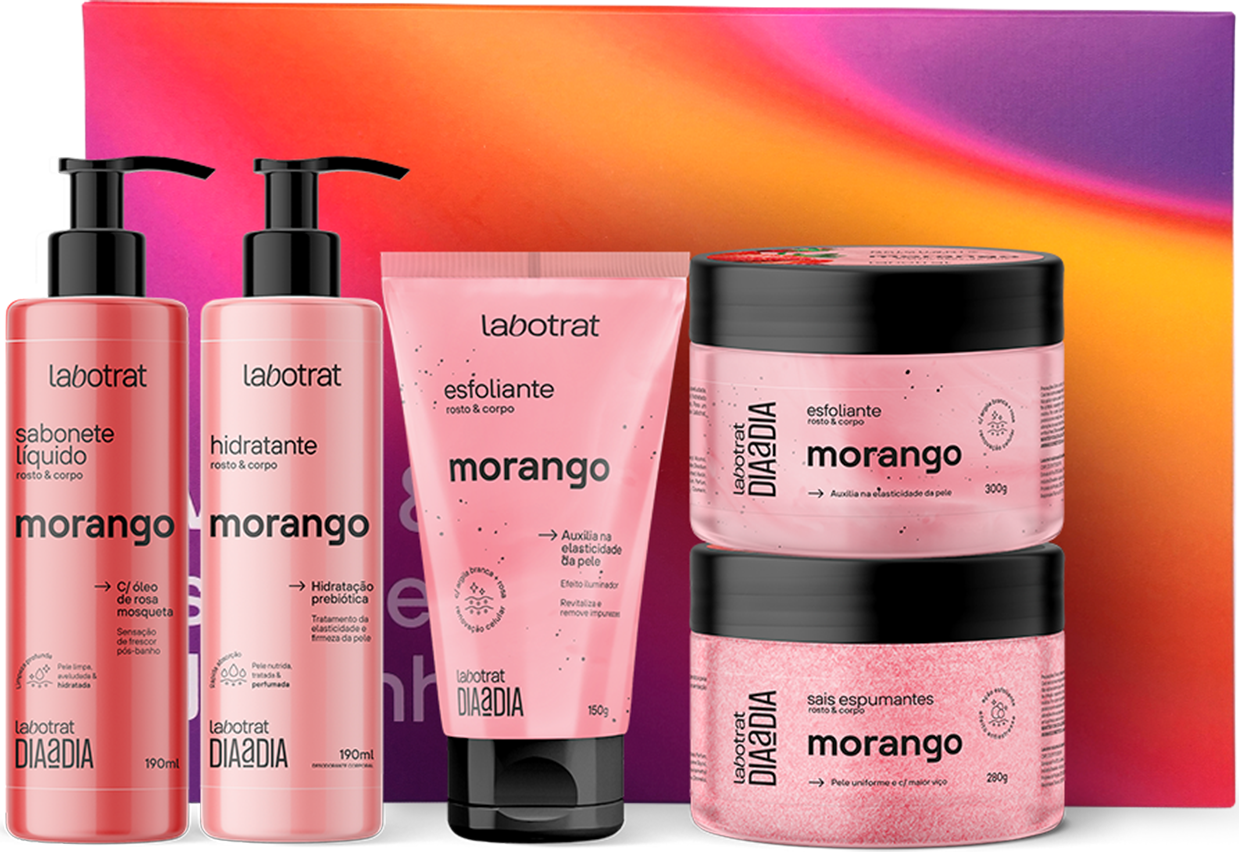KIT EXPERIENCIA DE BANHO MORANGO DIA A DIA C/ 5 ITENS LABOTRAT