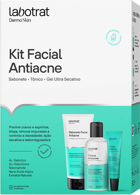 KIT FACIAL ANTIACNE DERMO SKIN C/ 3 ITENS LABOTRAT