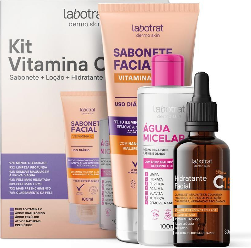 KIT FACIAL VITAMINA C DERMO SKIN C/ 3 ITENS LABOTRAT