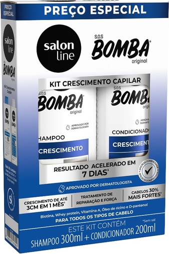 KIT SALON LINE BOMBA SH+COND CRESCIMENTO CAPILAR 300ML+200ML