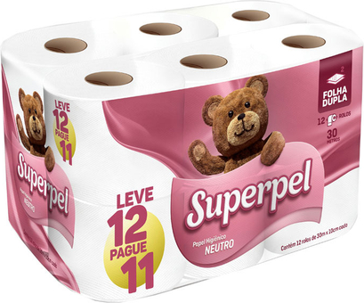 PAPEL HIG SUPERPEL FD 10CM X 30M 4PCTS C/12 ROLOS