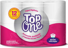 PAPEL HIG TOP ONE 10CM X 20M 28G 8 PCTS C/12 ROLOS