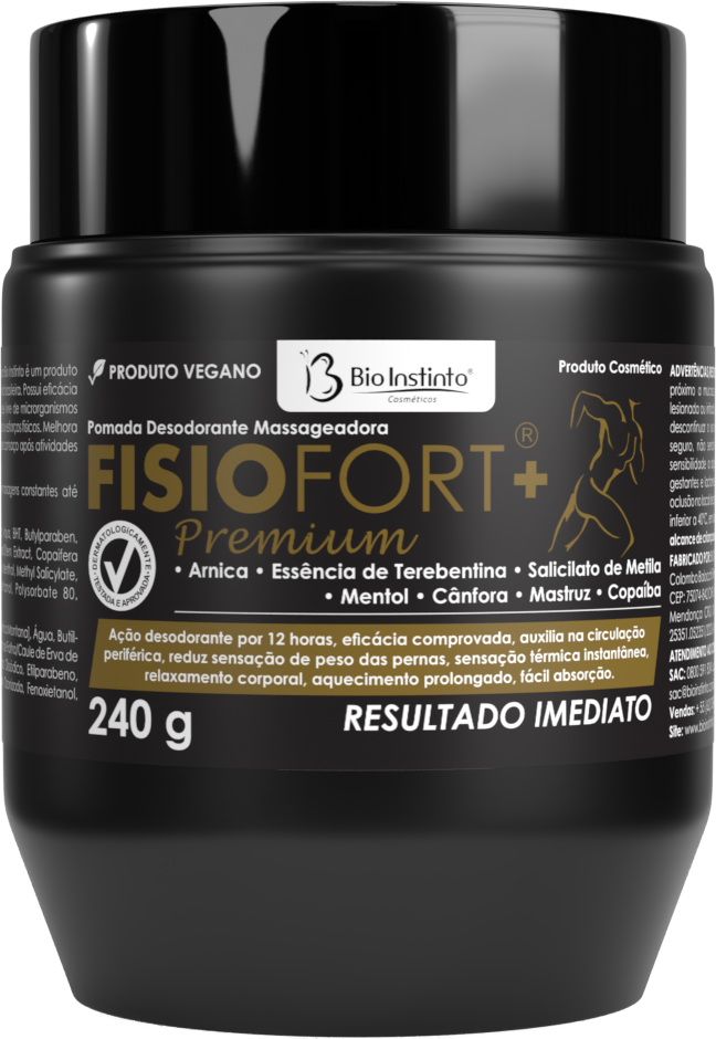 FISIOFORT+ PREMIUM BIO 240G POMADA DESODORANTE MASSAGEADORA