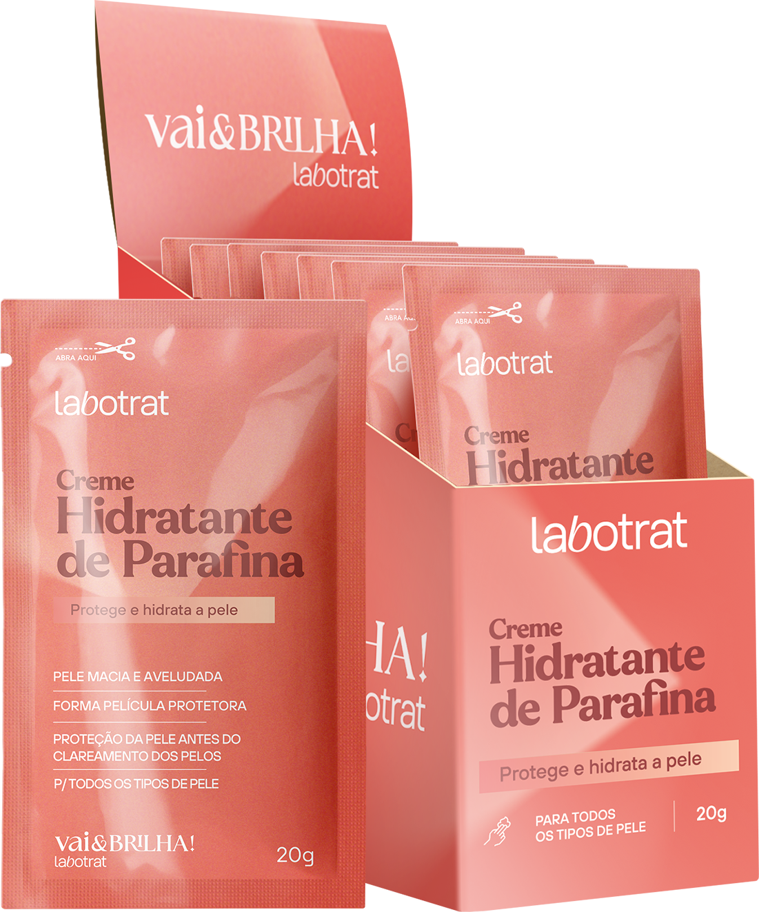 CX DISPLAY C/ 12 UNID CREME HIDRATANTE DE PARAFINA VAI&BRILHA 20G LABOTRAT