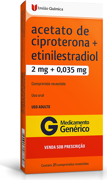 ACETATO CIPROTERONA+ETINILESTRADIOL 2+0,035MG CX 21 COMP UNIAO QUIMICA
