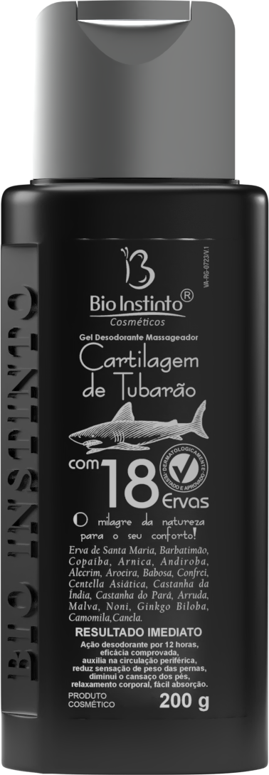 GEL DESODORANTE MASSAGEADOR CARTILAGEM DE TUBARAO COM 18 ERVAS BIO INSTINTO 200