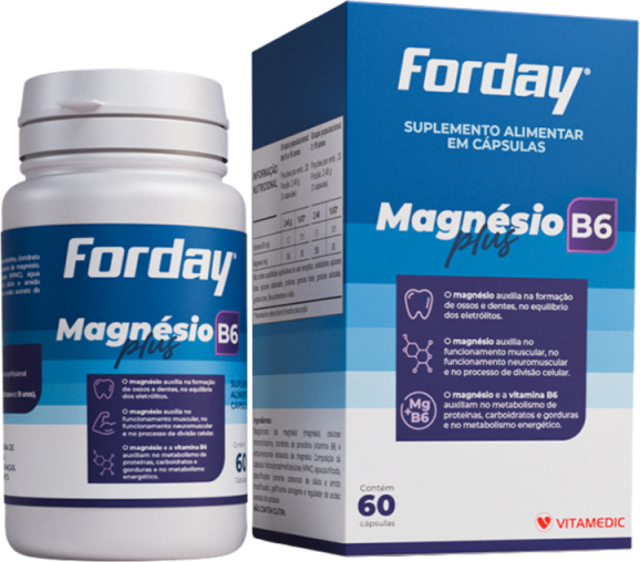 FORDAY MAGNESIO PLUS CX C/ 60 CAPS VITAMEDIC