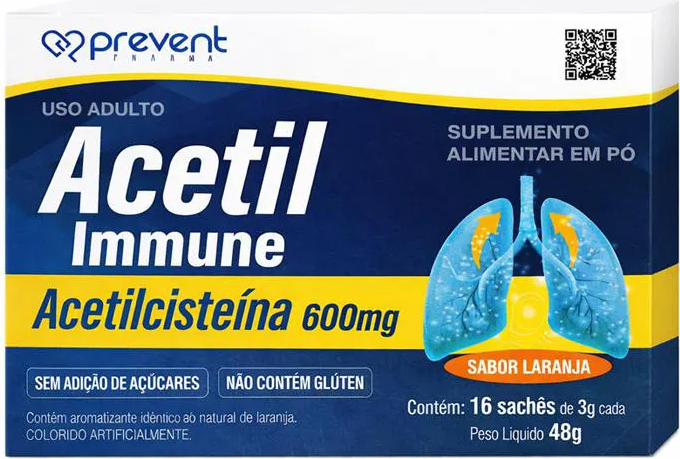 ACETILCISTEINA 600MG CX 16 ENV SABOR LARANJA - PREVENT PHARMA