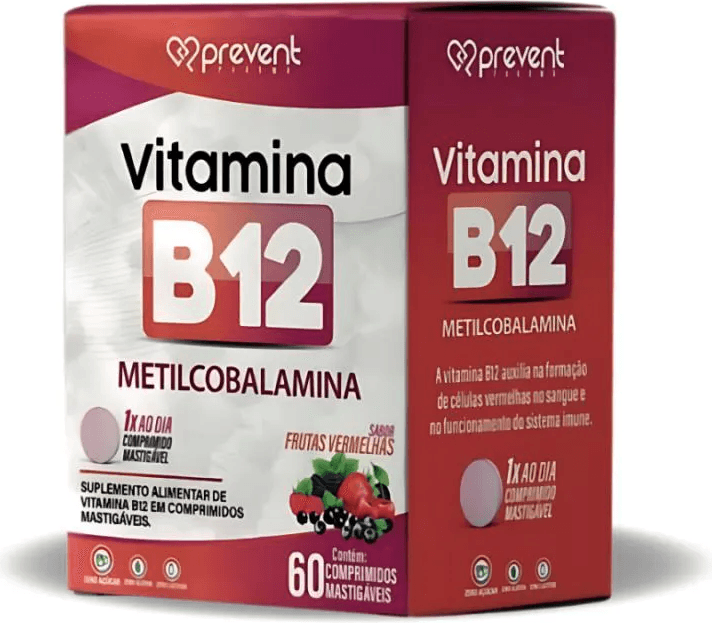 VITAMINA B12 60CP MASTIGÁVEL FRUTAS VERMELHAS PREVENT PHARMA