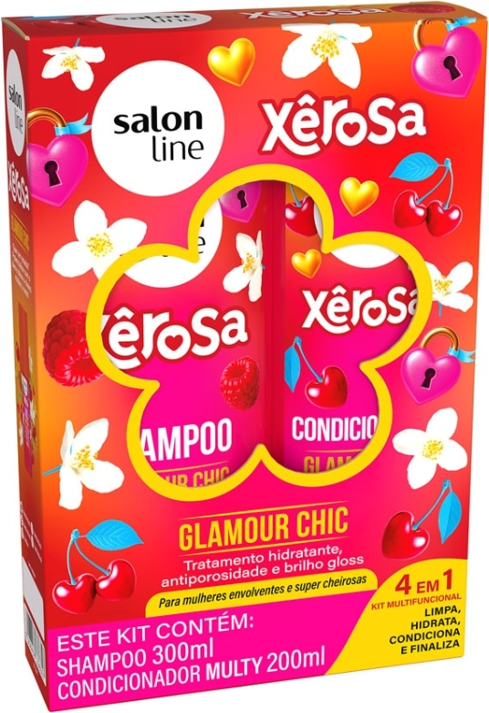 KIT SHAMPOO 300ML + CONDICIONADOR XEROSA 200ML GLAMOUR CHIC