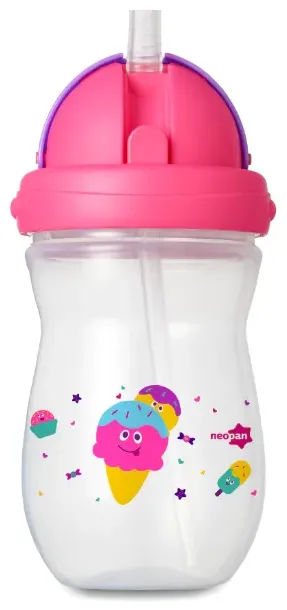 COPO NEOPAN COM CANUDO RETRÁTIL 360ML - ROSA