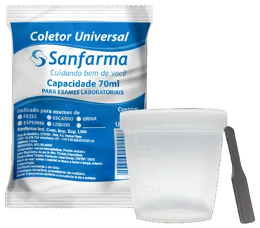 COLETOR UNIVERSAL 70ML C/CAIXA SANFARMA