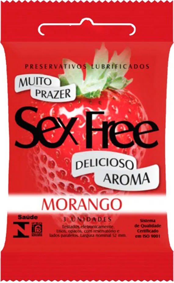 PRES SEX FREE MASC. MORANGO C/3