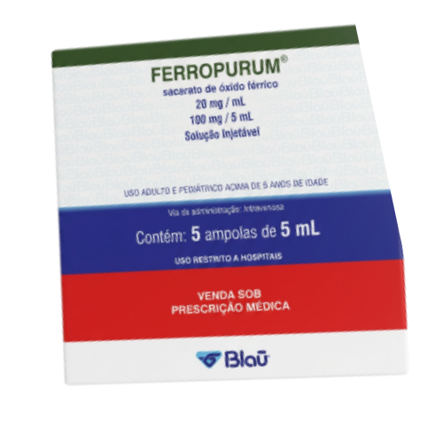 FERROPURUM 20 MG SOL INJ 5 AMP 5ML BLAU