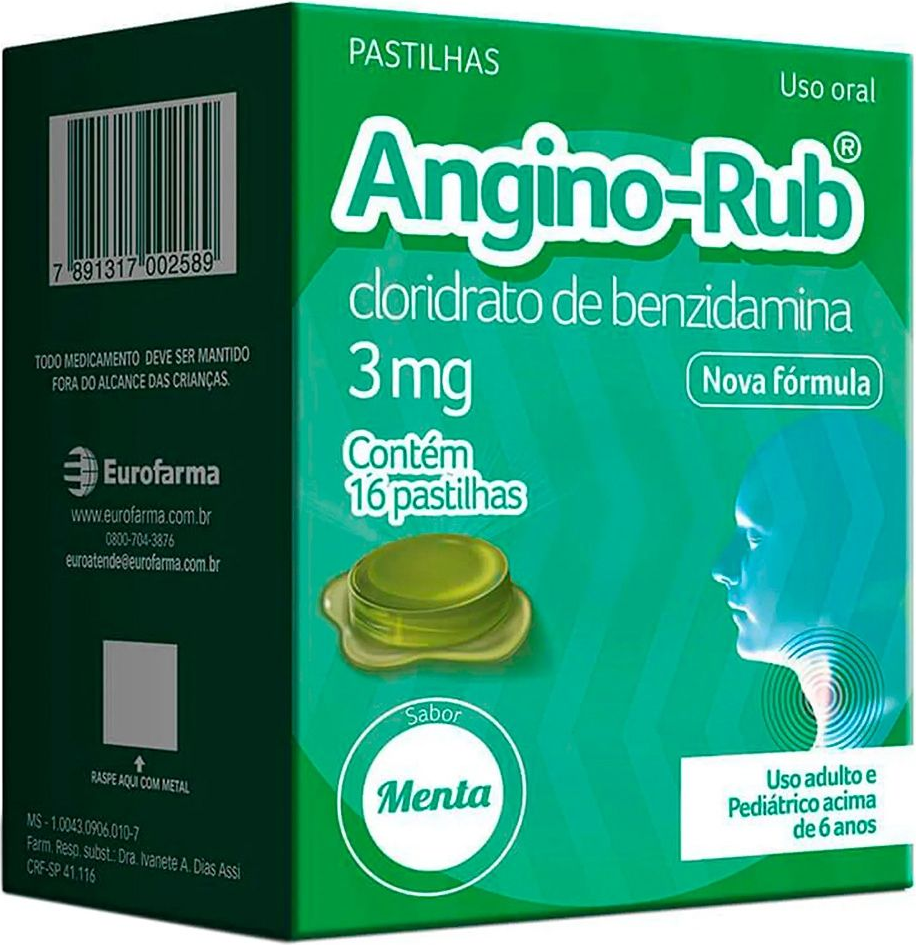 ANGINO RUB CX 16 PAST MENTA EUROFARMA