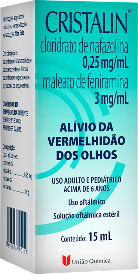 CRISTALIN 0,025+0,03% SOL OFT15ML UNIAO QUIMICA